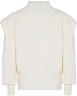 trui met parels Dames wolwit - maat XL/2XL Gebroken wit