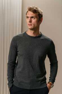 Trui met ronde hals - Charcoal Melange - maat Donkergrijs