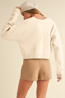 Trui met strikdetail en gebreide cardigan - maat M Crème