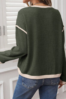 Trui met trimdetail - maat XL Donkergroen