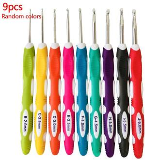 Trui Naalden Twee-Kleur Plastic Handvat Aluminium Haak Gereedschap 9Pcs Handgemaakte Willekeurige Diy Kleur Set Accessoires/Breien i1W4