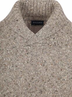 Trui Shawl Tweed Eco Wool Taupe Bruin - L,M,XL,XXL