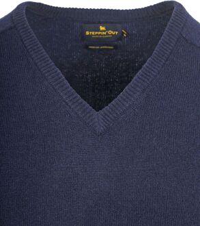 Trui V-hals Lamswol Navy Blauw - 3XL,L,M,S,XL,XXL