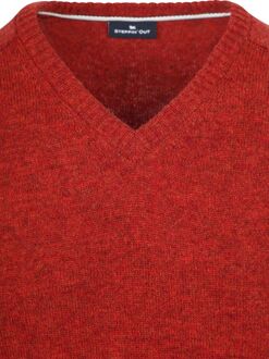 Trui V-hals Lamswol Rood - 3XL,L,M