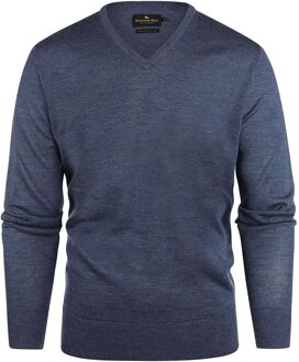 Trui V-hals Merinowol Indigo Blauw Donkerblauw - 3XL