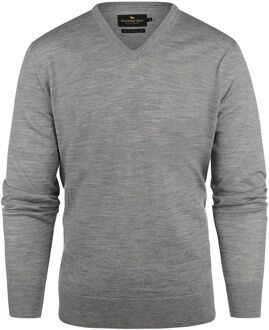 Trui V-hals Merinowol Melange Grijs - XXL,3XL