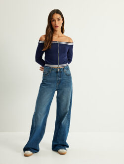 TRUIEN Bootkraag Rits gedetailleerd Sweater Navy/blauw