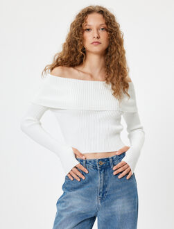TRUIEN Lage schouder Slim Sweater Ecru