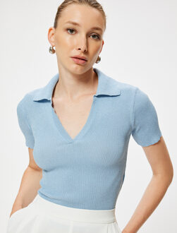 TRUIEN Polokraag Met glitters Sweater Blauw