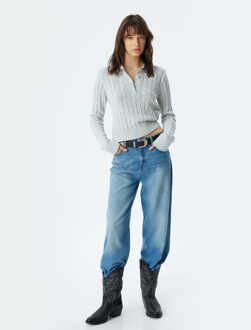 TRUIEN Polokraag Met knoppen Sweater Grijs