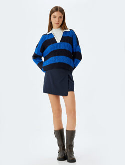 TRUIEN Polokraag Met knoppen Sweater Navy
