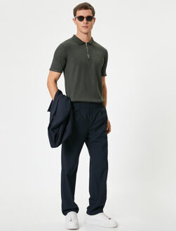 TRUIEN Polokraag Rits gedetailleerd Sweater Kaki