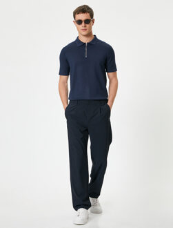 TRUIEN Polokraag Rits gedetailleerd Sweater Navy