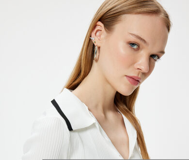 TRUIEN Polokraag Slim Sweater Ecru