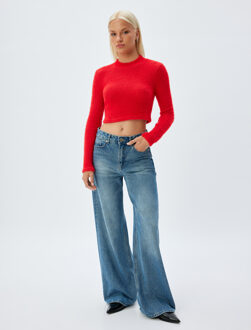 TRUIEN Rechte kraag Slim Sweater Rood