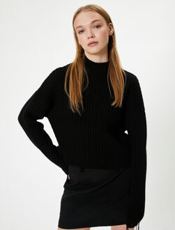 TRUIEN Rechte kraag Verloop Gedetailleerd Sweater Zwart