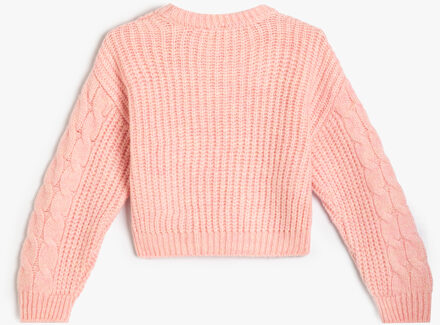 TRUIEN Ronde kraag Haar Vlecht Sweater Roze