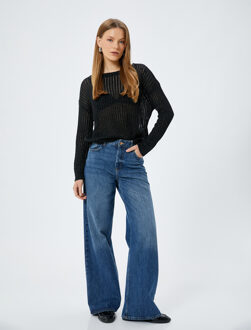 TRUIEN Ronde kraag Mobiel Sweater Zwart