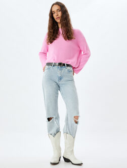 TRUIEN Ronde kraag Normaal Sweater Roze