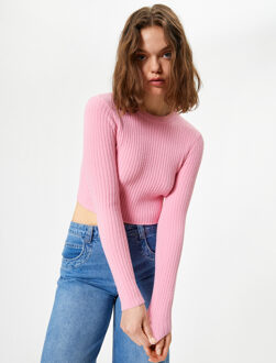 TRUIEN Ronde kraag Slim Sweater Roze