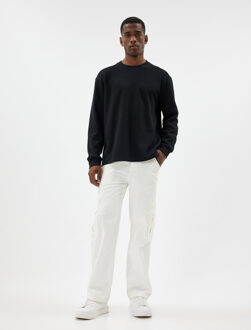 TRUIEN Ronde kraag Stiksel detail Sweater Zwart