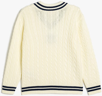 TRUIEN V-kraag geborduurd Sweater Ecru