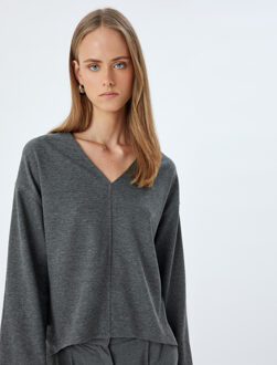 TRUIEN V-kraag Normaal Sweater Donkergrijs