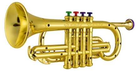 Trumpet Kids Musical Wind Instruments ABS Metallic Gold Trumpet with 4 Colored Keys