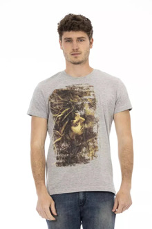 Trussardi Action Grijs Katoenen T-Shirt met Voorkant Print Trussardi , Gray , Heren - 2Xl,Xl,L,M,S,3Xl