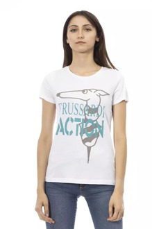 Trussardi Action Wit Katoenen T-Shirt Trussardi , White , Dames - Xl,M,S,Xs