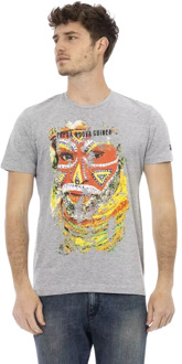 Trussardi Grijze Katoenen T-shirt met Frontprint Trussardi , Gray , Heren - 2Xl,Xl,L,M,S,3Xl