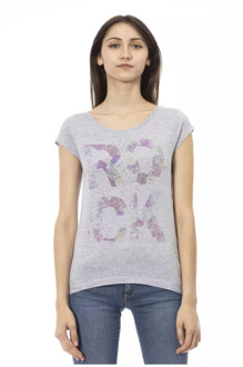 Trussardi Grijze Katoenen T-Shirt met Korte Mouwen Trussardi , Gray , Dames - L,M,S