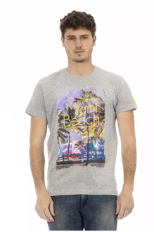 Trussardi Grijze Katoenen T-Shirt met Voorkant Print Trussardi , Gray , Heren - 2Xl,Xl,L,M,S,3Xl
