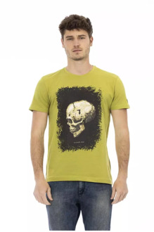Trussardi Groen Katoenen T-Shirt met Voorkant Print Trussardi , Green , Heren - 2Xl,Xl,L,M,S,3Xl
