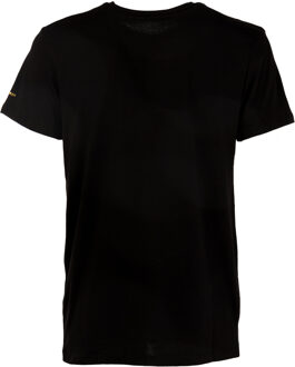 Trussardi Heren T-shirt met korte mouwen en effen crewneck met print - maat L Zwart/goud