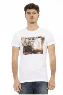 Trussardi Katoenen T-Shirt met Frontprint Trussardi , White , Heren - 2Xl,Xl,L