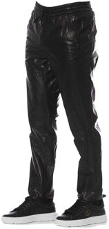 Trussardi Leren Joggingbroek Elastische Taille Relaxed Fit Zwart