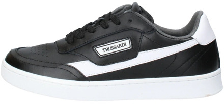 Trussardi Leren Sneakers voor Mannen Trussardi , Black , Heren - 40 EU