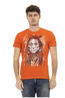 Trussardi Oranje Katoenen T-Shirt met Voorprint Trussardi , Orange , Heren - 2Xl,Xl,L,M,S,3Xl