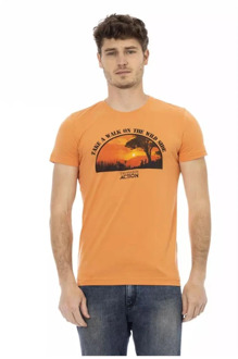 Trussardi Oranje Katoenen T-Shirt voor Heren Trussardi , Orange , Heren - 2Xl,Xl,L,M