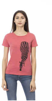 Trussardi Roze Bedrukt T-Shirt voor Dames Trussardi , Pink , Dames - Xl,L,M,S,Xs