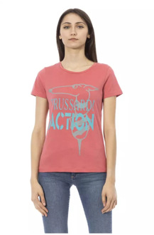 Trussardi Roze Bedrukt T-Shirt voor Vrouwen Trussardi , Pink , Dames - 2Xl,Xl,L,M,S,Xs