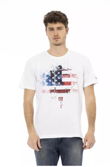 Trussardi Wit Katoenen T-Shirt met Voorprint Trussardi , White , Heren - 2Xl,M