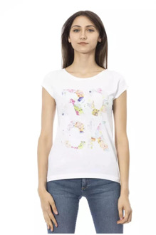 Trussardi Witte katoenen T-shirt met voorkant print Trussardi , White , Dames - Xl,L,M