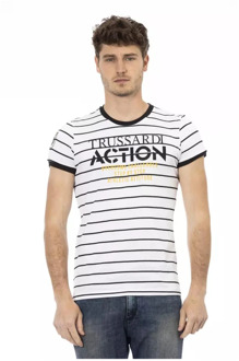 Trussardi Witte katoenen T-shirt met voorkant print Trussardi , White , Heren - 2Xl,Xl,L,M