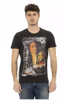Trussardi Zwart Katoenen T-Shirt met Voorkant Print Trussardi , Black , Heren - 2Xl,Xl,L,M,S,3Xl