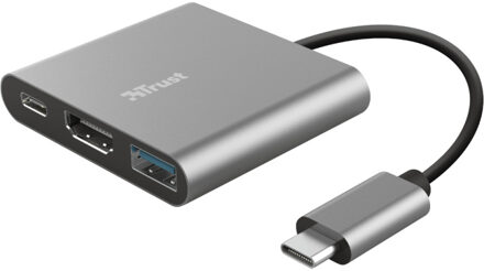 Trust Dalyx 3-in-1 Multiport USB-C Adapter USB Hub Zilver