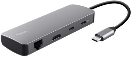 Trust DALYX 8-IN-1 MULTIPORT ADAPTER USB Hub Grijs