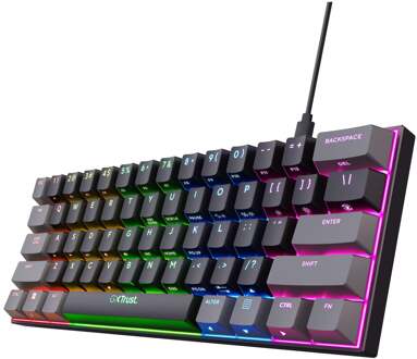 Trust GXT867 ACIRA 60% MINI GAMING KEYBOARD US QWERTY Toetsenbord Zwart
