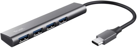 Trust Halyx 4-poorts USB-C Hub USB Hub Grijs